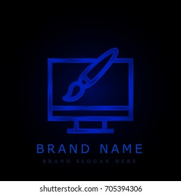 Monitor blue chromium metallic logo