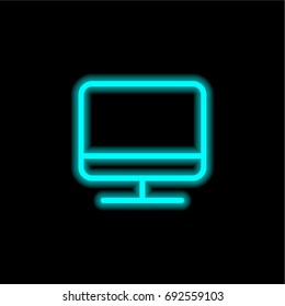 Monitor blue glowing neon ui ux icon. Glowing sign logo vector