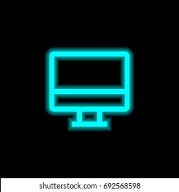 Monitor blue glowing neon ui ux icon. Glowing sign logo vector