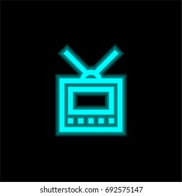 Monitor blue glowing neon ui ux icon. Glowing sign logo vector