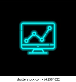 Monitor blue glowing neon ui ux icon. Glowing sign logo vector