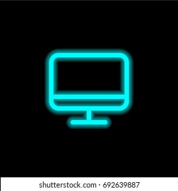 Monitor blue glowing neon ui ux icon. Glowing sign logo vector