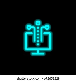 Monitor blue glowing neon ui ux icon. Glowing sign logo vector
