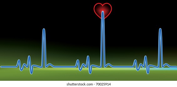 Monitor with blue heart beat