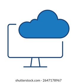 Symbol für bearbeitbaren blauen Strich überwachen. PC, Computerfunktionen, Einstellungen, Technologie, Sicherheit, Einkaufen, Geldbörse, Marketing, Werbung, Kommunikation, Vektorgrafik.