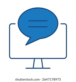 Icono de trazo editable de línea azul del monitor. PC, funciones de la computadora, Configuraciones, Tecnología, seguridad, compras, cartera, marketing, promoción, Ilustración vectorial de comunicación.