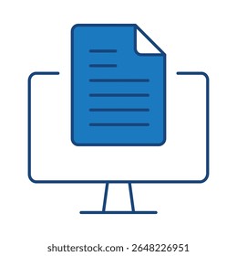 Monitor Blue Line Editable Stroke Icon. PC, Computer Functions, Settings, Technology, Security, Shopping, Wallet, Marketing, Promotion, Communication Vector Illustration.