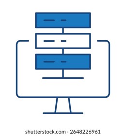 Ícone De Traçado Editável De Linha Azul Do Monitor. PC, Funções do computador, Configurações, Tecnologia, Segurança, Compras, Carteira, Marketing, Promoção, Ilustração de vetor de comunicação.