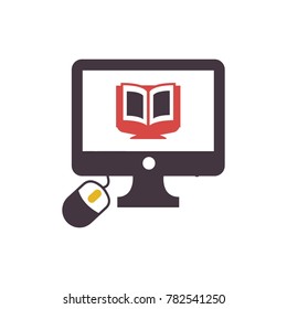 monitor book education vector illustration unique design simple mouse design logo