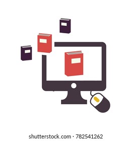 monitor book education vector illustration unique design simple mouse design logo