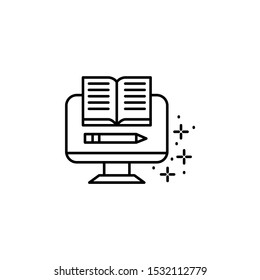 Monitor, book icon. Simple line, outline vector of online educationa icons for ui and ux, website or mobile application