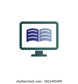 Monitor, book, online color gradient vector icon