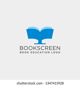 monitor book online education simple logo template vector illustration icon element isolated