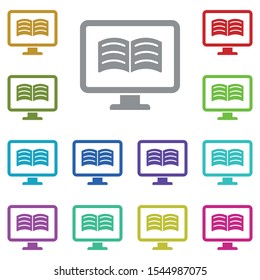 Icono de monitor, libro, multicolor en línea. Glifo simple, vector plano de iconos de formación en línea para ui y ux, sitio web o aplicación móvil