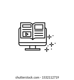 Monitor, book, video icon. Simple line, outline vector of online educationa icons for ui and ux, website or mobile application