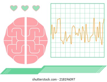 monitor of brain and roughen wave. A vector illustration.