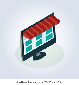 Monitorar a navegação on-line shopping assinar e-commerce com um fundo abstrato