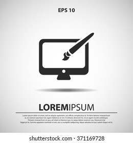 monitor and brush icon for web and mobile. flat design style