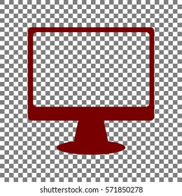 Monitor with brush sign. Maroon icon on transparent background.