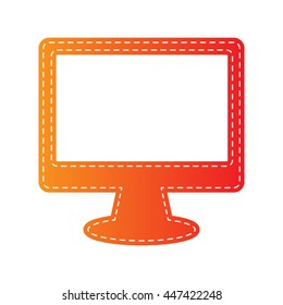 Monitor with brush sign. Orange applique isolated.