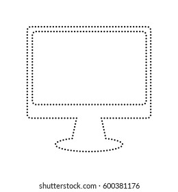 Monitor with brush sign. Vector. Black dotted icon on white background. Isolated.