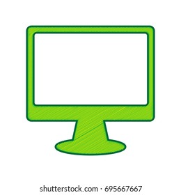 Monitor with brush sign. Vector. Lemon scribble icon on white background. Isolated
