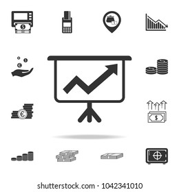 Monitor with business graph. Detailed set of finance, banking and profit element icons. Premium quality graphic design. One of the collection icons for websites, web design on white background