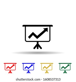 Monitor with business graph multi color style icon. Simple glyph, flat vector of profit icons for ui and ux, website or mobile application