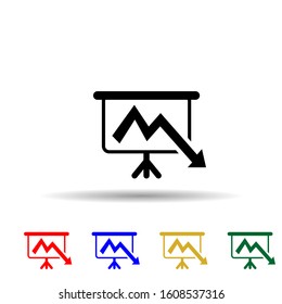 Monitor with business graph multi color style icon. Simple glyph, flat vector of profit icons for ui and ux, website or mobile application