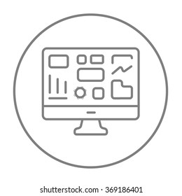 Monitor with business graphs line icon.