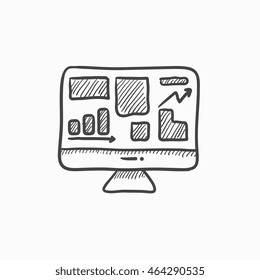 Monitor with business graphs vector sketch icon isolated on background. Hand drawn Monitor with business graphs icon. Monitor with business graphs sketch icon for infographic, website or app.