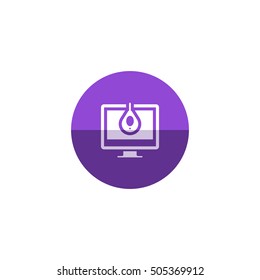 Monitor calibration icon in flat color circle style. Printing color standard