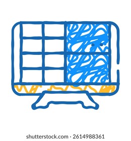 monitor with camera video doodle icon sketch vector. monitor with camera video sign. isolated symbol illustration