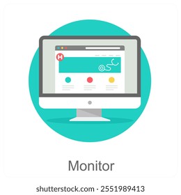 Concepto de icono de monitor y cardiografía