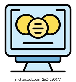 Monitor career icon outline vector. Video virtual. Online conference color flat