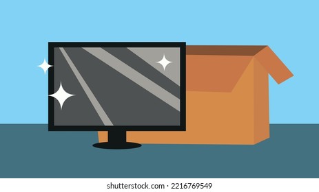 Monitor y caja de cartón, monitor TFT