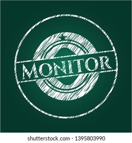 Monitor chalkboard emblem. Vector Illustration. Detailed.