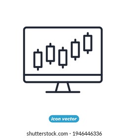 monitor with chart icon. management analysis symbol template for graphic and web design collection logo vector illustration