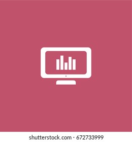 monitor with chart icon. vector sign symbol on white background