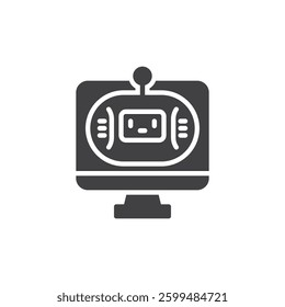 Monitor with chatbot vector icon. filled flat sign for mobile concept and web design. AI Assistant Avatar glyph icon. Symbol, logo illustration. Vector graphics