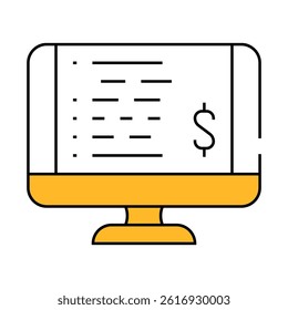 monitor with check, payment receipt line icon vector. monitor with check, payment receipt sign. isolated symbol illustration