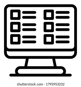 Kontrollliste-Symbol überwachen. Rahmenmonitor-Checkliste, Vektorsymbol für Webdesign einzeln auf weißem Hintergrund