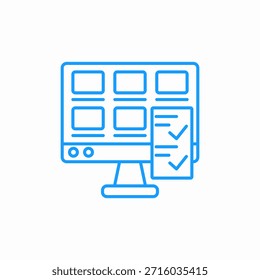 Monitor con Vector de signo de icono de lista de comprobación