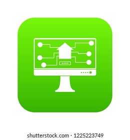 Monitor chip icon digital green for any design isolated on white vector illustration