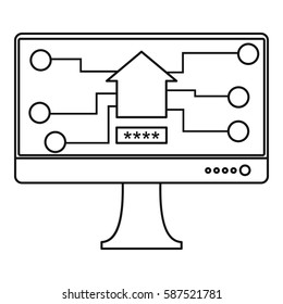 Monitor chip icon. Outline illustration of monitor chip vector icon for web