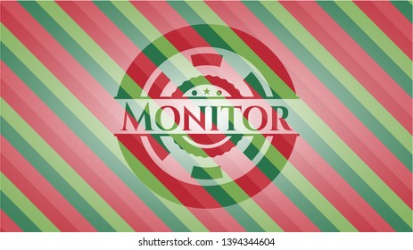 Monitor christmas badge background. Vector Illustration. Detailed.