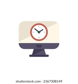 Monitor clock icon flat vector. Work project. Task timer isolated