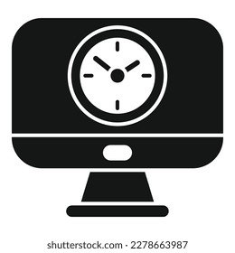 Monitor clock icon simple vector. Work project. Task timer