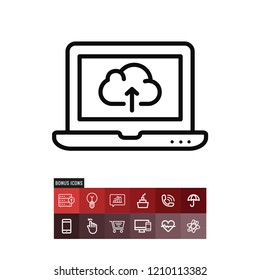 Monitor cloud upload vector icon