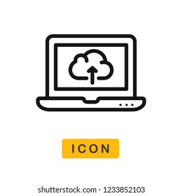 Monitor cloud upload vector icon